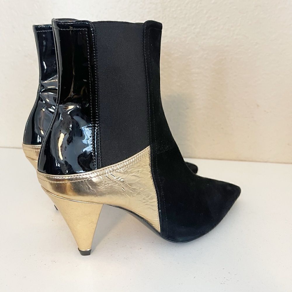 AGL gold metallic black leather Ankle boots 37 - Picture 4 of 11